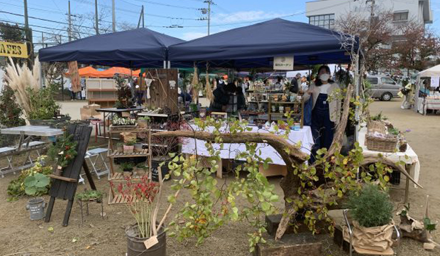 会場周辺では桜が咲き誇る